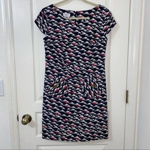 Maggy L dress size 4 navy white‎ & hot pink